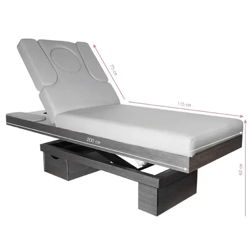 Spa cosmetic bed azzurro wood heated light gray BarberCity