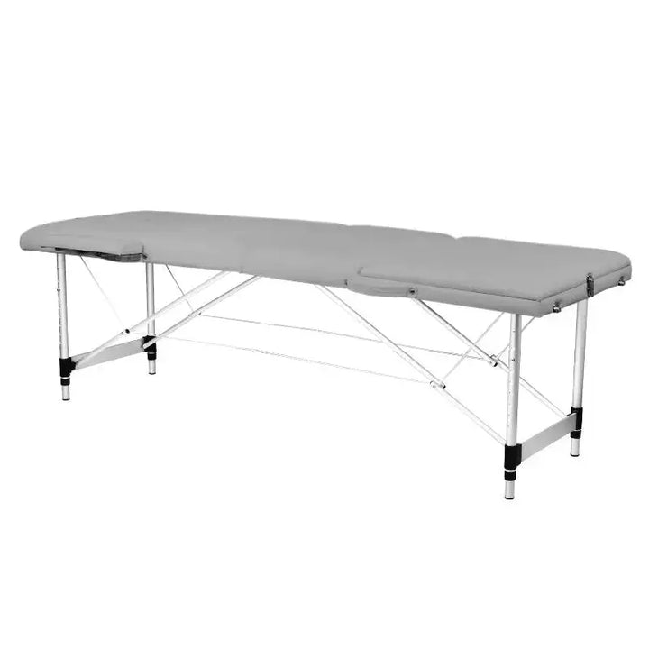 Folding massage table, aluminum, 2-section, gray, comfort BarberCity
