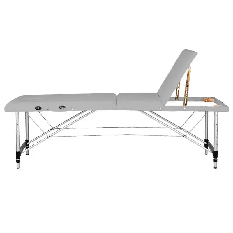 Folding massage table, aluminum, 2-section, gray, comfort BarberCity