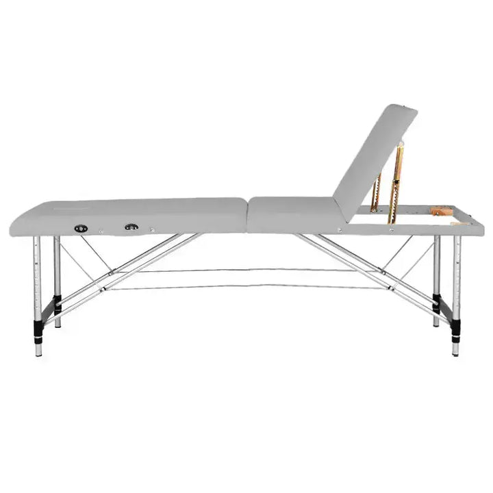 Folding massage table, aluminum, 2-section, gray, comfort BarberCity