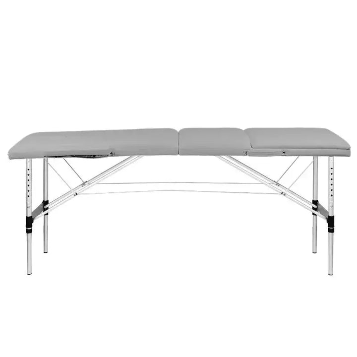 Folding massage table, aluminum, 2-section, gray, comfort BarberCity