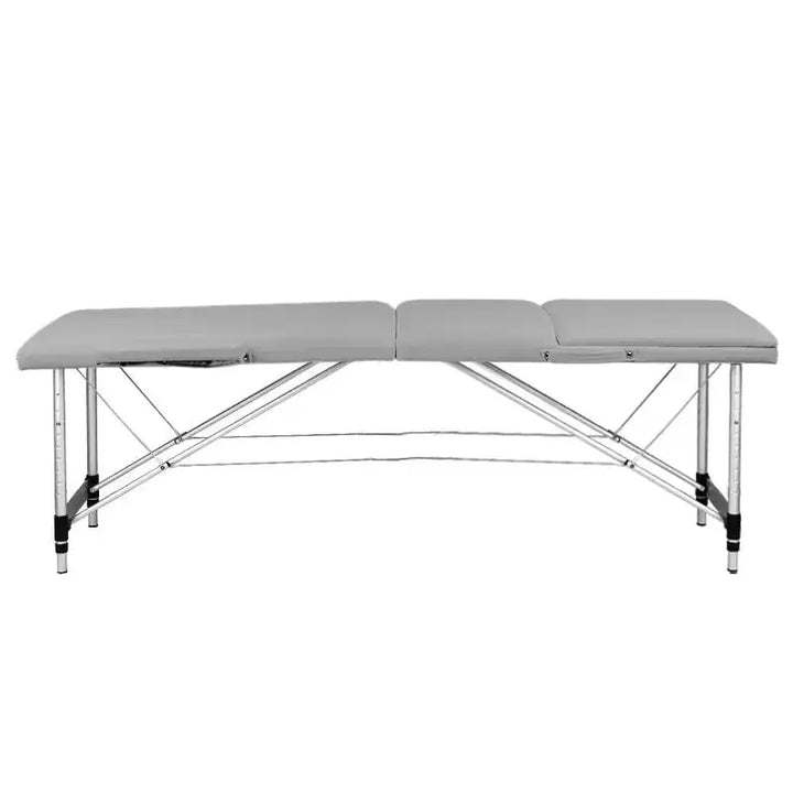 Folding massage table, aluminum, 2-section, gray, comfort BarberCity
