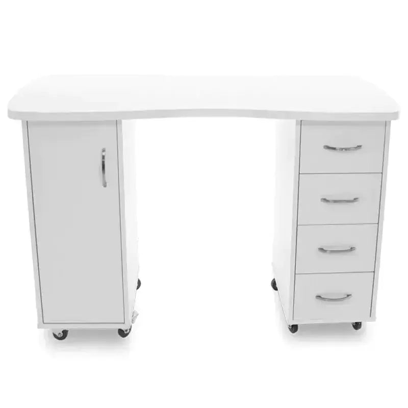 Desk 2027 white two cabinets BarberCity
