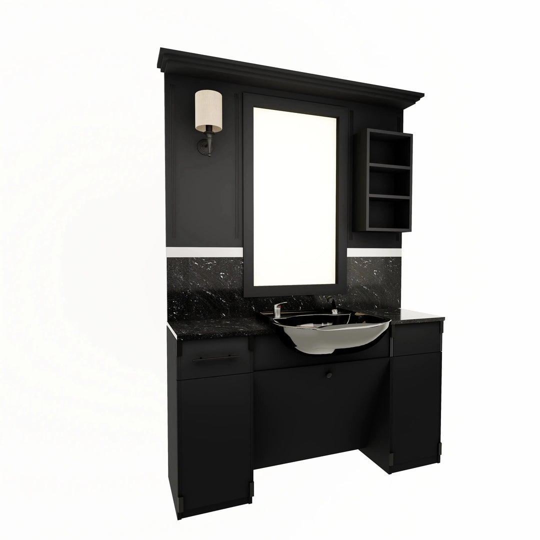 Barberarstation med Tvätt – Svart BarberCity