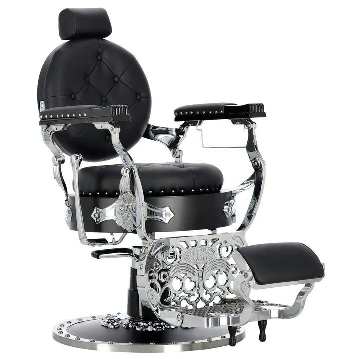 Kingdom Barber Chair Black - Silver My Store