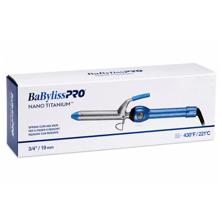 BaBylissPRO Nano Titanium Spring Curling Iron 19 mm Blue BaByliss