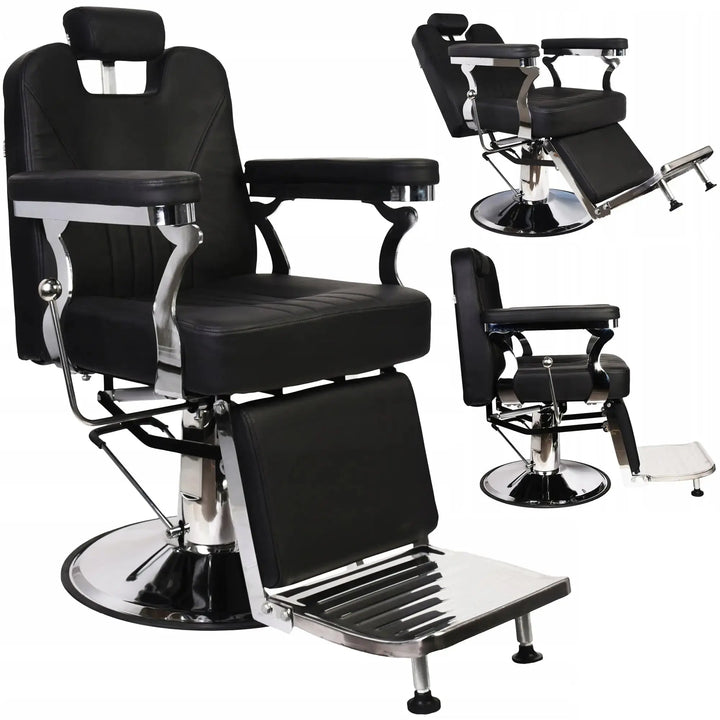 Simple black and silver barber chair My Store