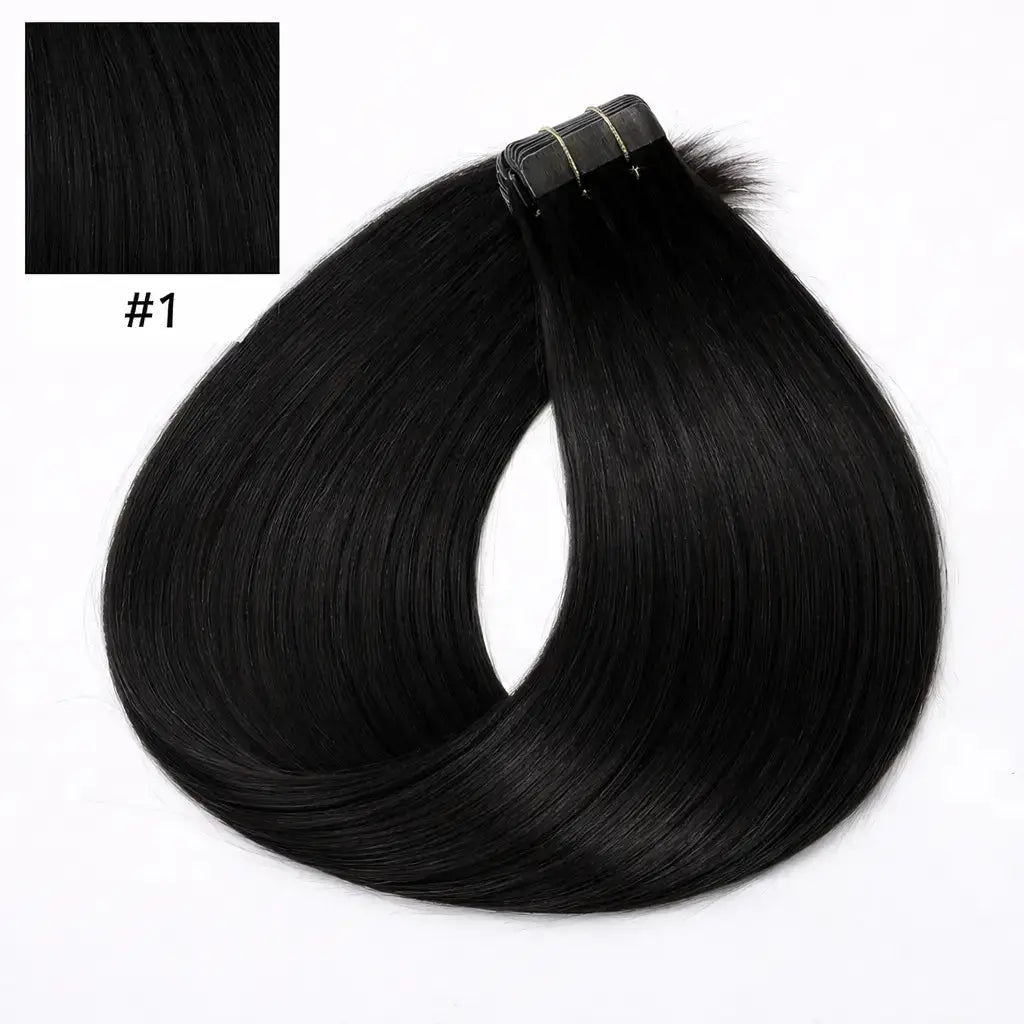 Tape-in Löshår Äkta Remy – Black 1.0 (Color #1) | 60 cm | Double Drawn Extensions