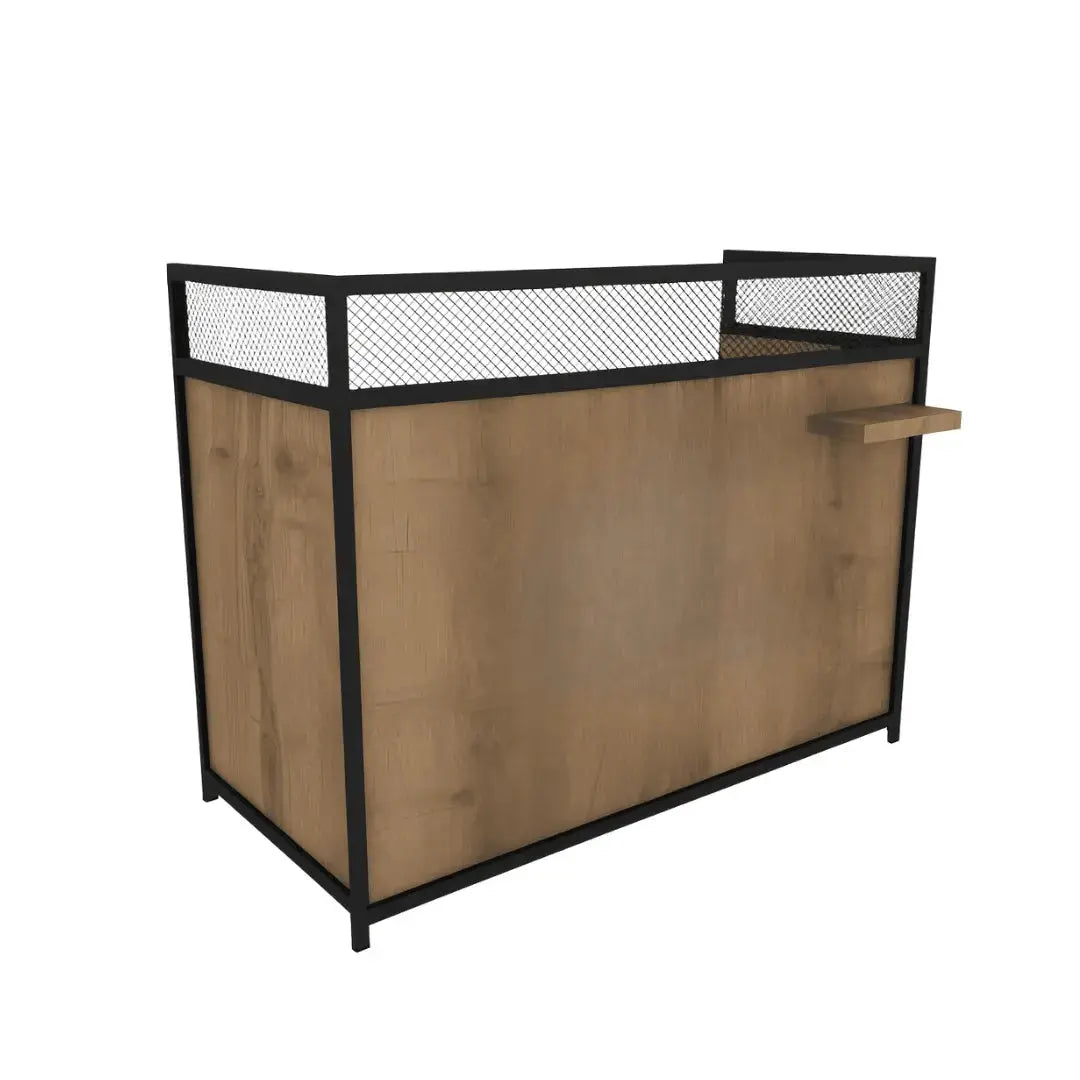 Receptionsdisk för Barbershop – Svart Metall & Trä BarberCity