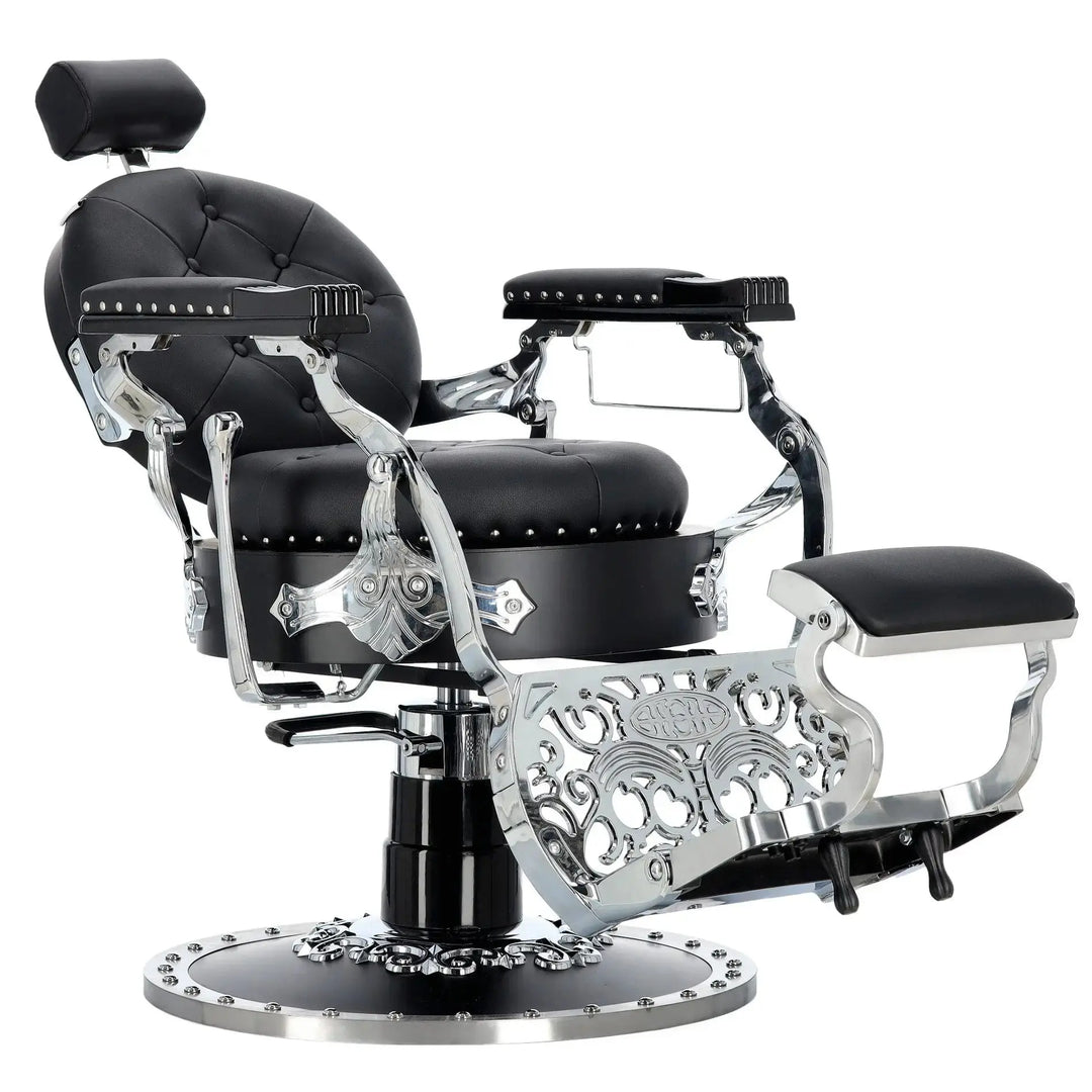 Kingdom Barber Chair Black - Silver My Store
