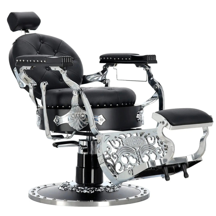 Kingdom Barber Chair Black - Silver My Store