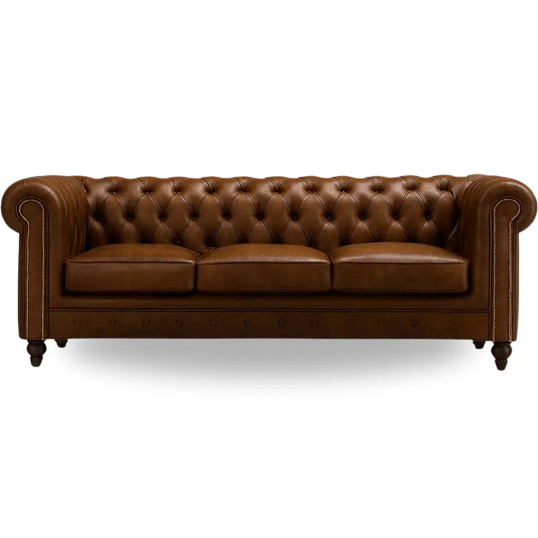 Chesterfield Soffa i Brunt Läder – Klassisk & Elegant Design BarberCity