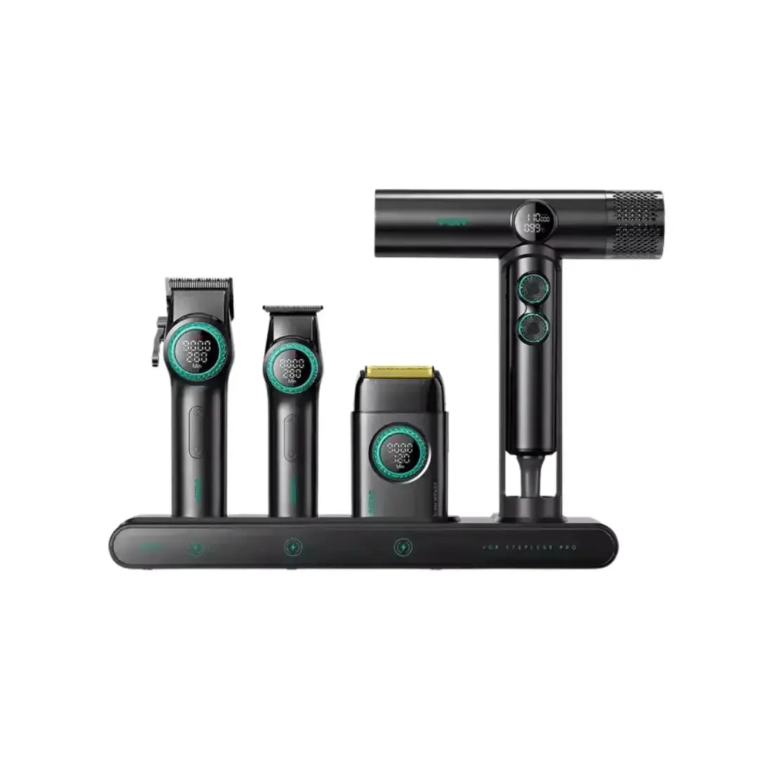VGR 4-i-1 Professionellt Grooming Kit – Dark Silver - BarberCity