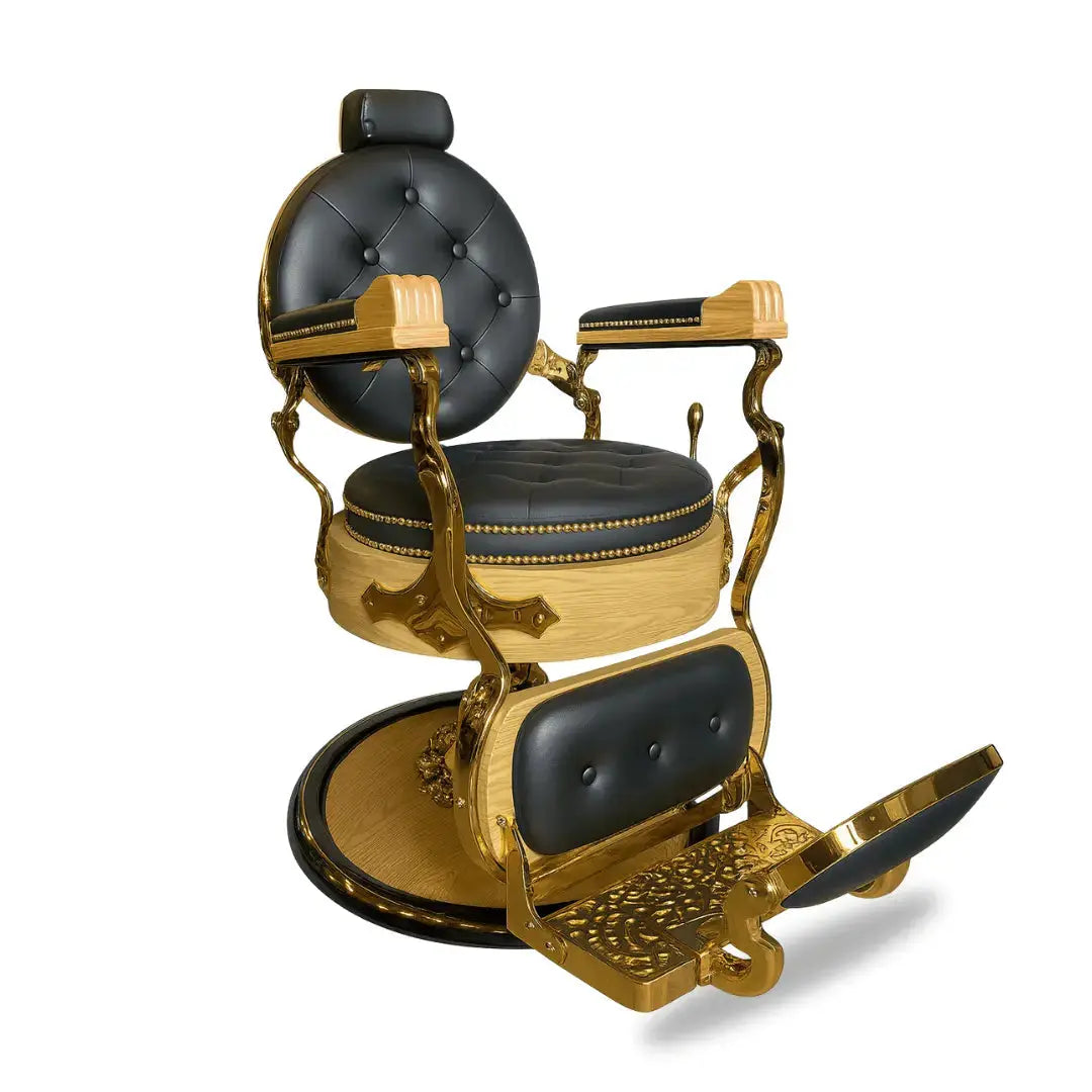 Lyxig Barberarstol i Guld och Trä My Store